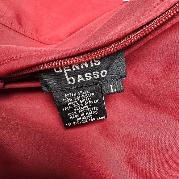 Dennis Basso Faux Fur Coat Size L Reversible Red Maroon Pockets Soft - Picture 13 of 14